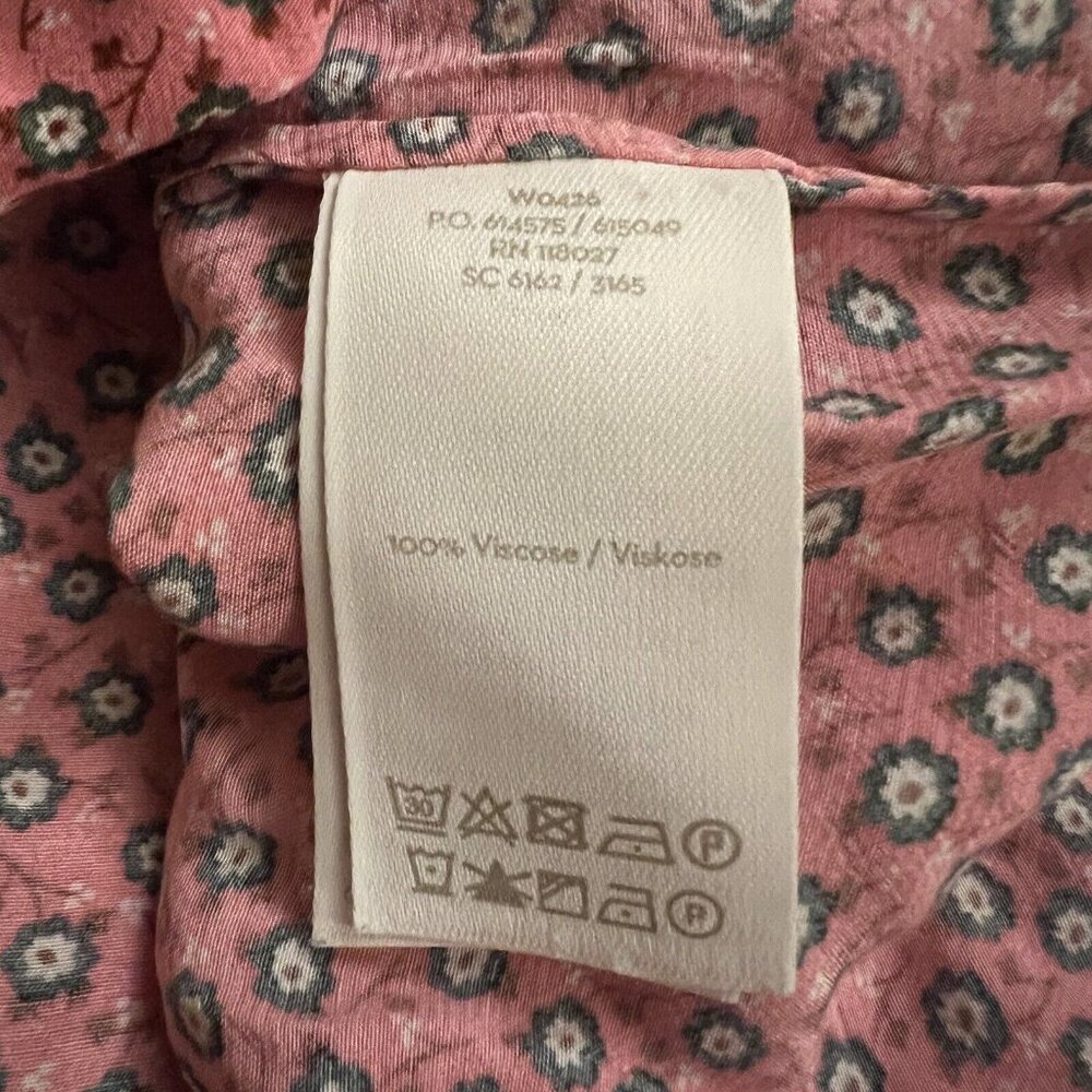 Boden US 12 UK 16 Shirt Pink White Green Floral Long Sleeve Button Up Top V-Neck - Picture 6 of 7